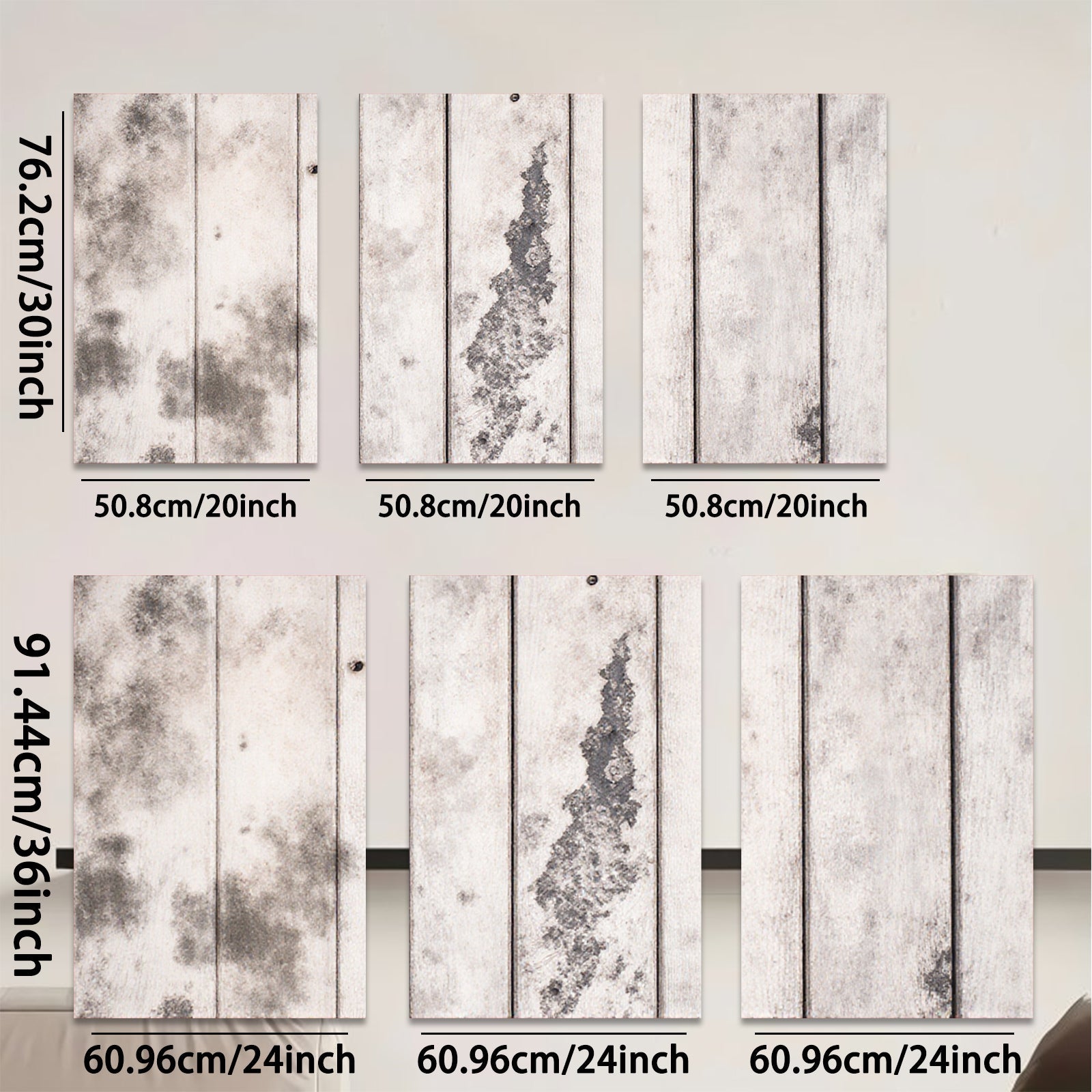 2D flat 1pc distressed wood plank texture farmhouse wall decor rustic modern living room bedroom kitchen gallery wrapped canvas prints for home decoration