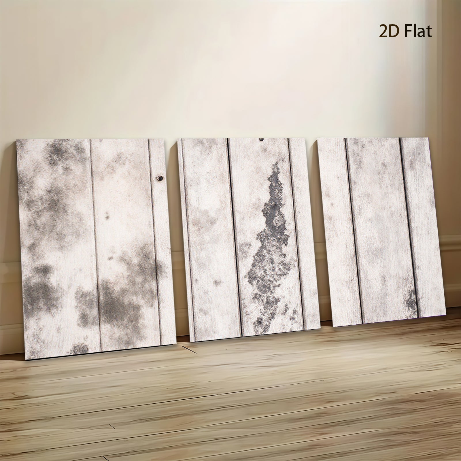 2D flat 1pc distressed wood plank texture farmhouse wall decor rustic modern living room bedroom kitchen gallery wrapped canvas prints for home decoration