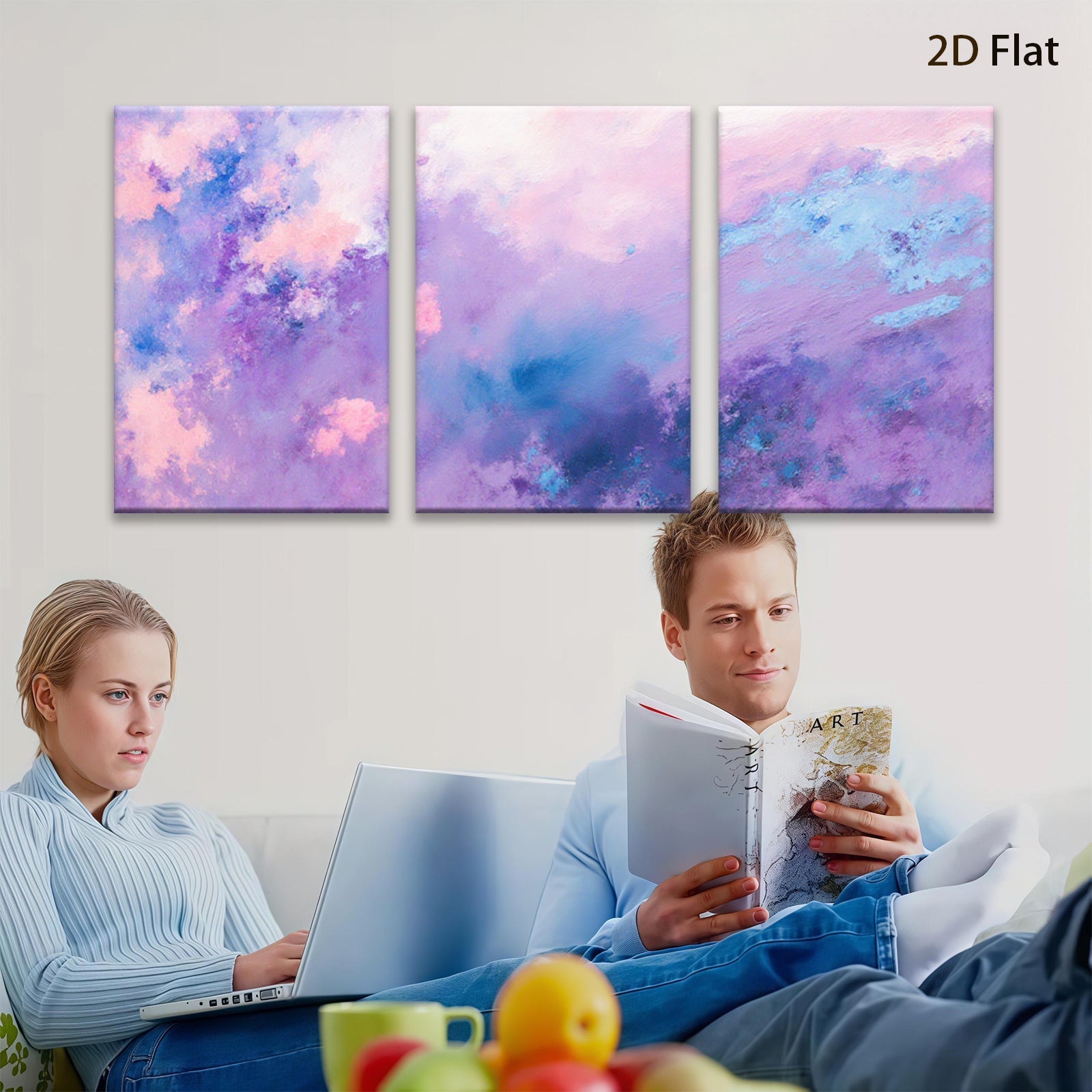 2D flat 1pc dreamy lavender haze abstract wall art canvas prints for living room bedroom home decor farmhouse style modern gallery wrapped ready to hang
