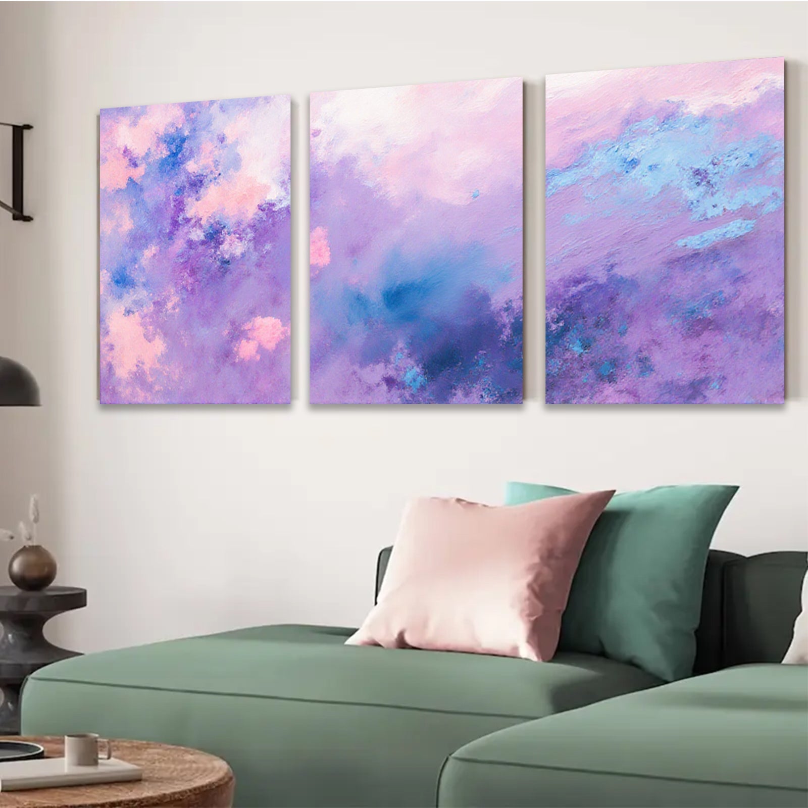 2D flat 1pc dreamy lavender haze abstract wall art canvas prints for living room bedroom home decor farmhouse style modern gallery wrapped ready to hang