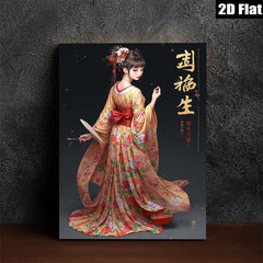2D flat 1pc elegant Asian woman traditional dress wall art canvas prints for living room bedroom home decor farmhouse style gallery wrapped modern art