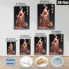2D flat 1pc elegant Asian woman traditional dress wall art canvas prints for living room bedroom home decor farmhouse style gallery wrapped modern art
