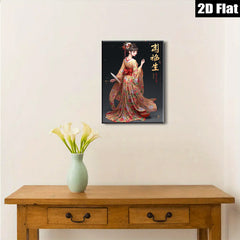 2D flat 1pc elegant Asian woman traditional dress wall art canvas prints for living room bedroom home decor farmhouse style gallery wrapped modern art