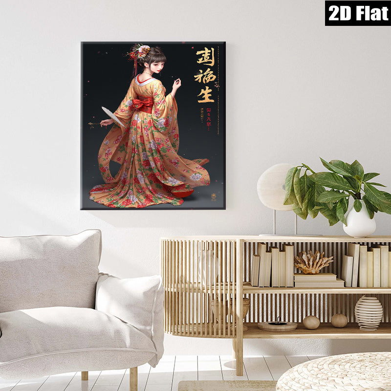 2D flat 1pc elegant Asian woman traditional dress wall art canvas prints for living room bedroom home decor farmhouse style gallery wrapped modern art