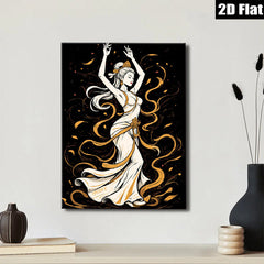 2D flat 1pc elegant dancer flowing dress wall art decor for bedroom living room gallery wrapped canvas prints modern farmhouse aesthetic