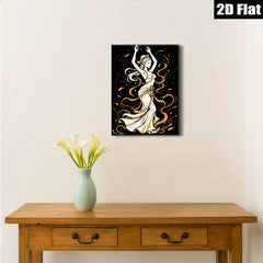 2D flat 1pc elegant dancer flowing dress wall art decor for bedroom living room gallery wrapped canvas prints modern farmhouse aesthetic