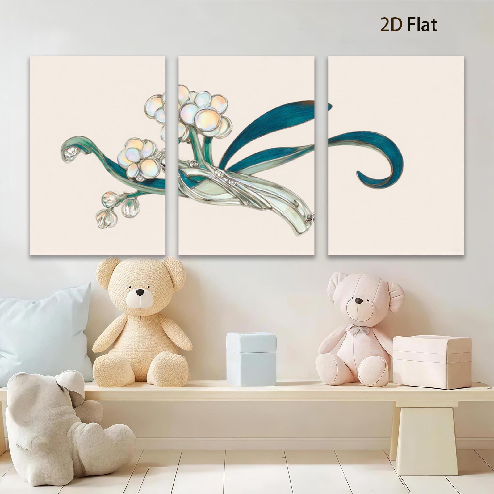 2D flat 1pc elegant floral botanical wall art print delicate home decor living room bedroom gallery wrapped canvas modern farmhouse style
