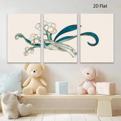 2D flat 1pc elegant floral botanical wall art print delicate home decor living room bedroom gallery wrapped canvas modern farmhouse style