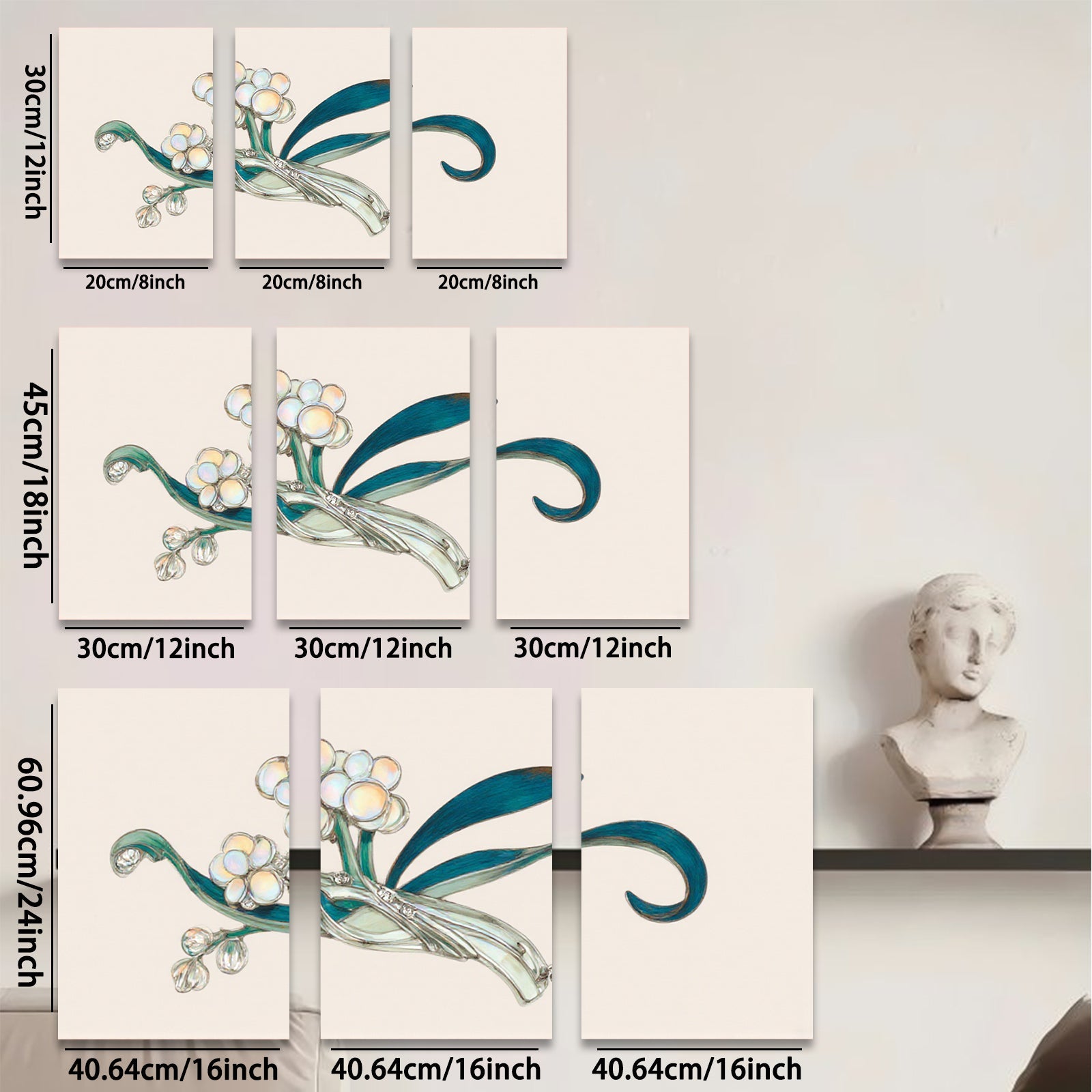 2D flat 1pc elegant floral botanical wall art print delicate home decor living room bedroom gallery wrapped canvas modern farmhouse style