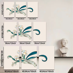 2D flat 1pc elegant floral botanical wall art print delicate home decor living room bedroom gallery wrapped canvas modern farmhouse style
