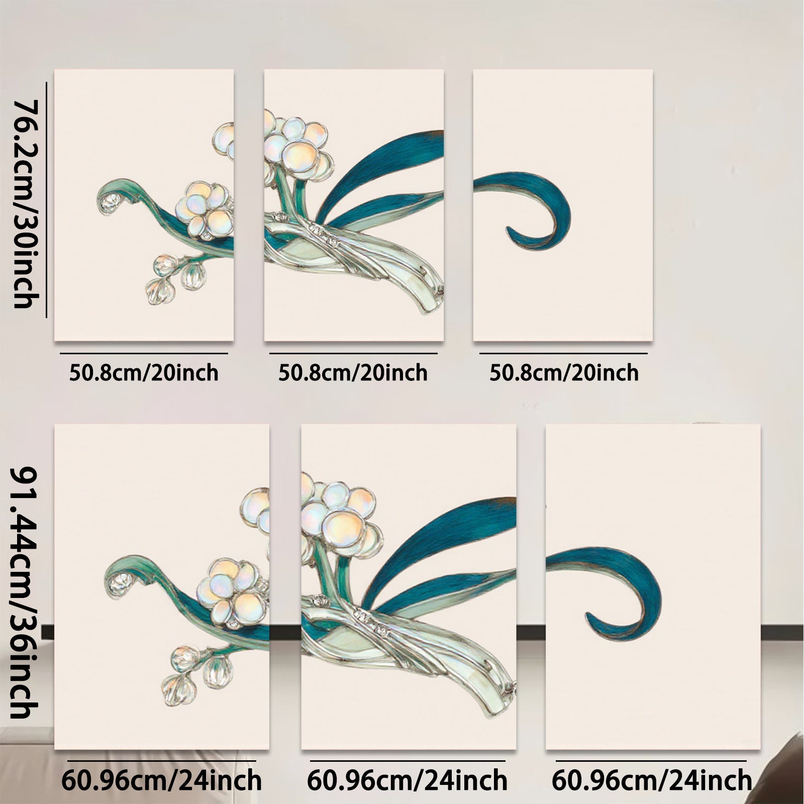 2D flat 1pc elegant floral botanical wall art print delicate home decor living room bedroom gallery wrapped canvas modern farmhouse style