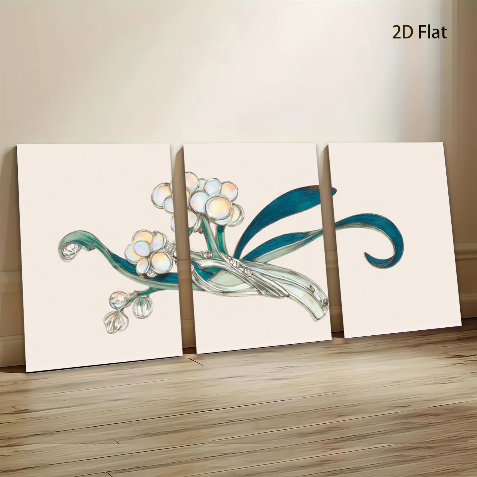 2D flat 1pc elegant floral botanical wall art print delicate home decor living room bedroom gallery wrapped canvas modern farmhouse style
