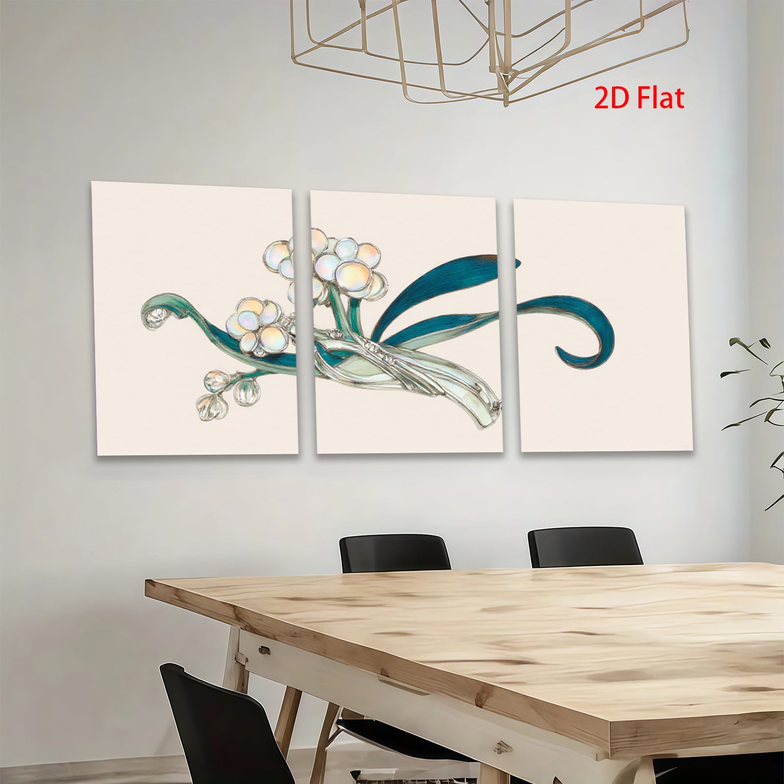 2D flat 1pc elegant floral botanical wall art print delicate home decor living room bedroom gallery wrapped canvas modern farmhouse style