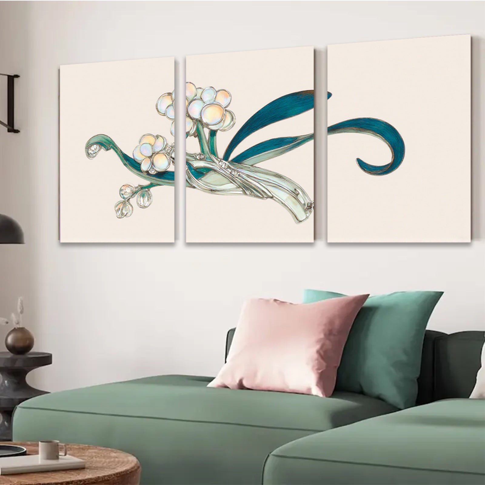 2D flat 1pc elegant floral botanical wall art print delicate home decor living room bedroom gallery wrapped canvas modern farmhouse style