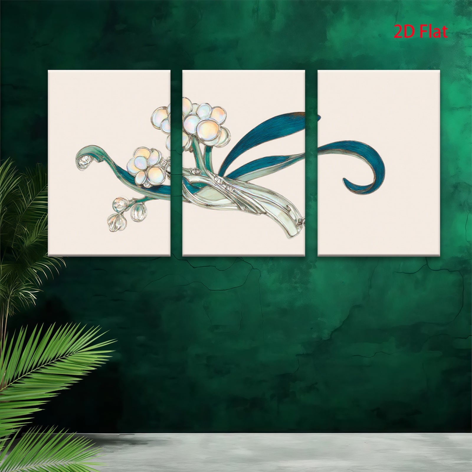 2D flat 1pc elegant floral botanical wall art print delicate home decor living room bedroom gallery wrapped canvas modern farmhouse style