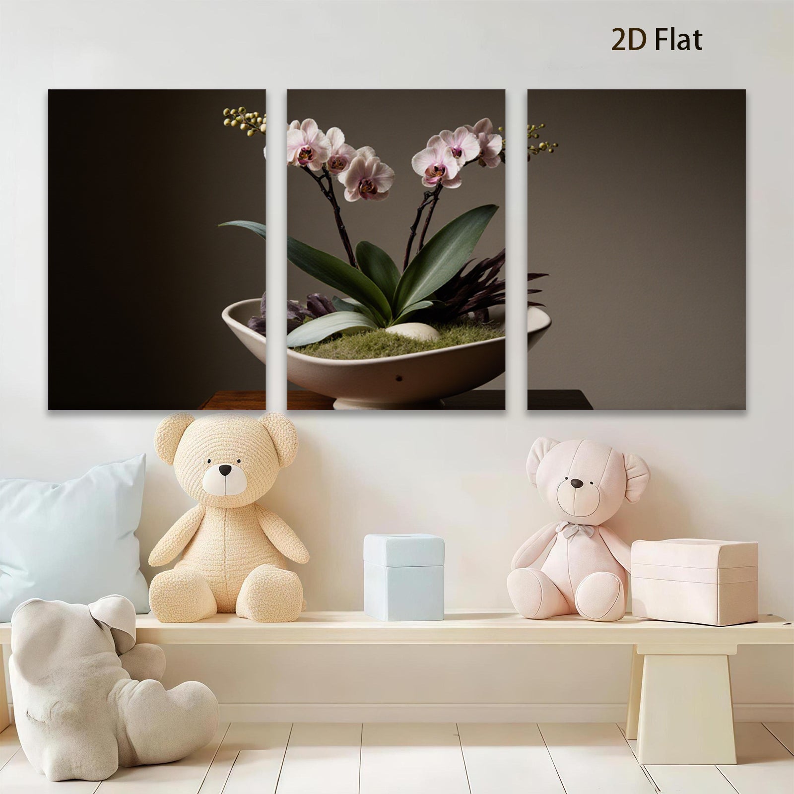 2D flat 1pc elegant orchid bloom botanical wall art for living room bedroom modern farmhouse decor gallery wrapped canvas prints
