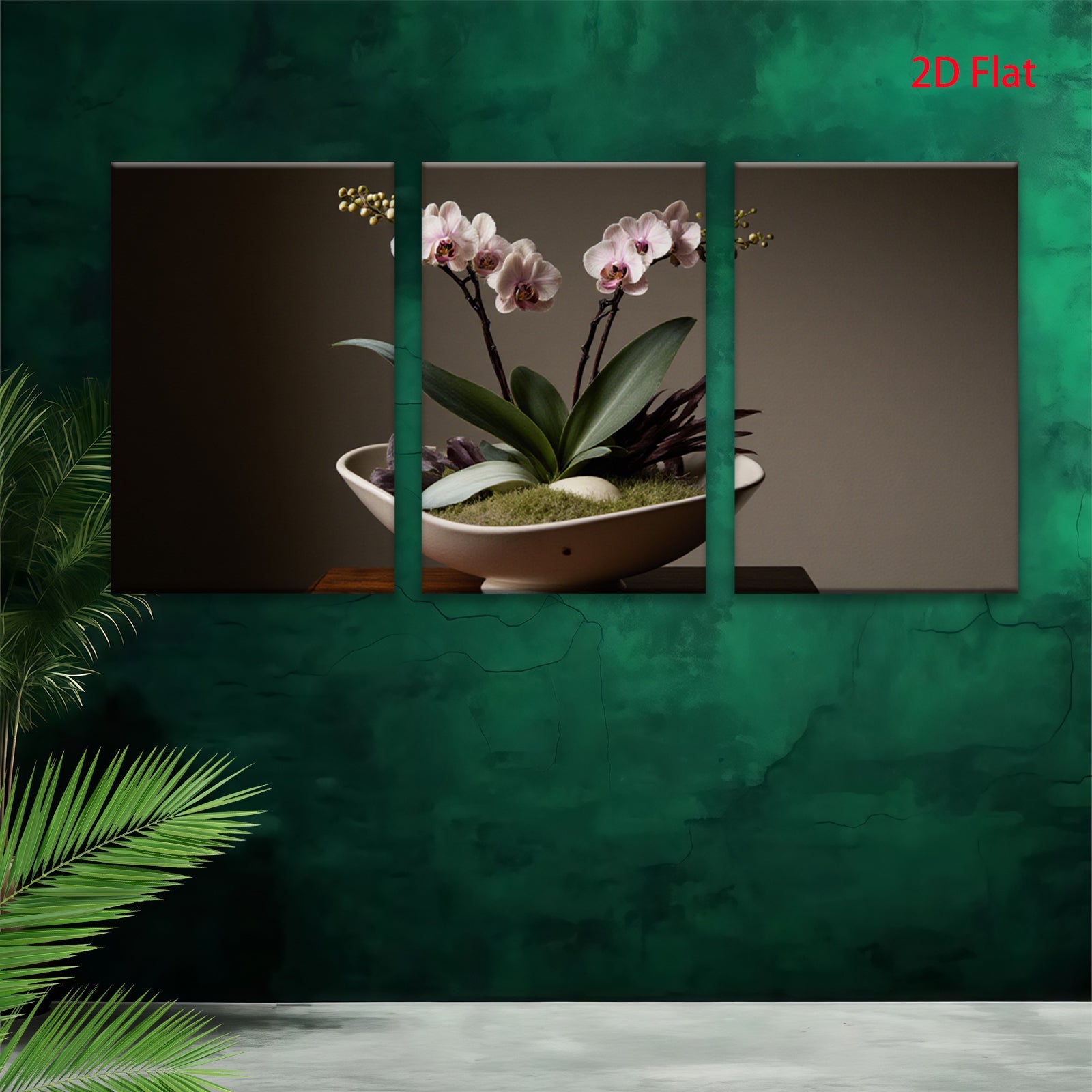 2D flat 1pc elegant orchid bloom botanical wall art for living room bedroom modern farmhouse decor gallery wrapped canvas prints