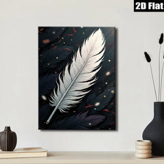 2D flat 1pc elegant white feather floating sparks bedroom living room wall decor farmhouse style gallery wrapped canvas prints modern minimalist art