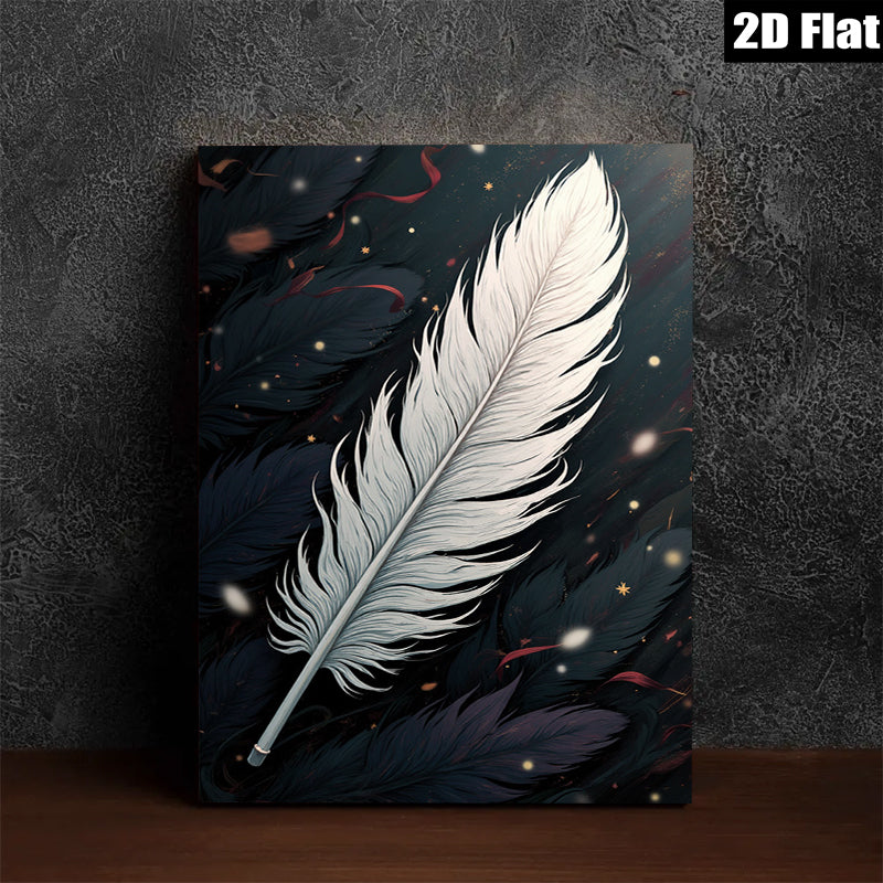 2D flat 1pc elegant white feather floating sparks bedroom living room wall decor farmhouse style gallery wrapped canvas prints modern minimalist art