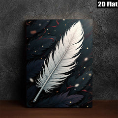 2D flat 1pc elegant white feather floating sparks bedroom living room wall decor farmhouse style gallery wrapped canvas prints modern minimalist art