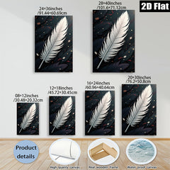 2D flat 1pc elegant white feather floating sparks bedroom living room wall decor farmhouse style gallery wrapped canvas prints modern minimalist art