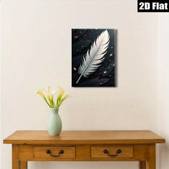 2D flat 1pc elegant white feather floating sparks bedroom living room wall decor farmhouse style gallery wrapped canvas prints modern minimalist art