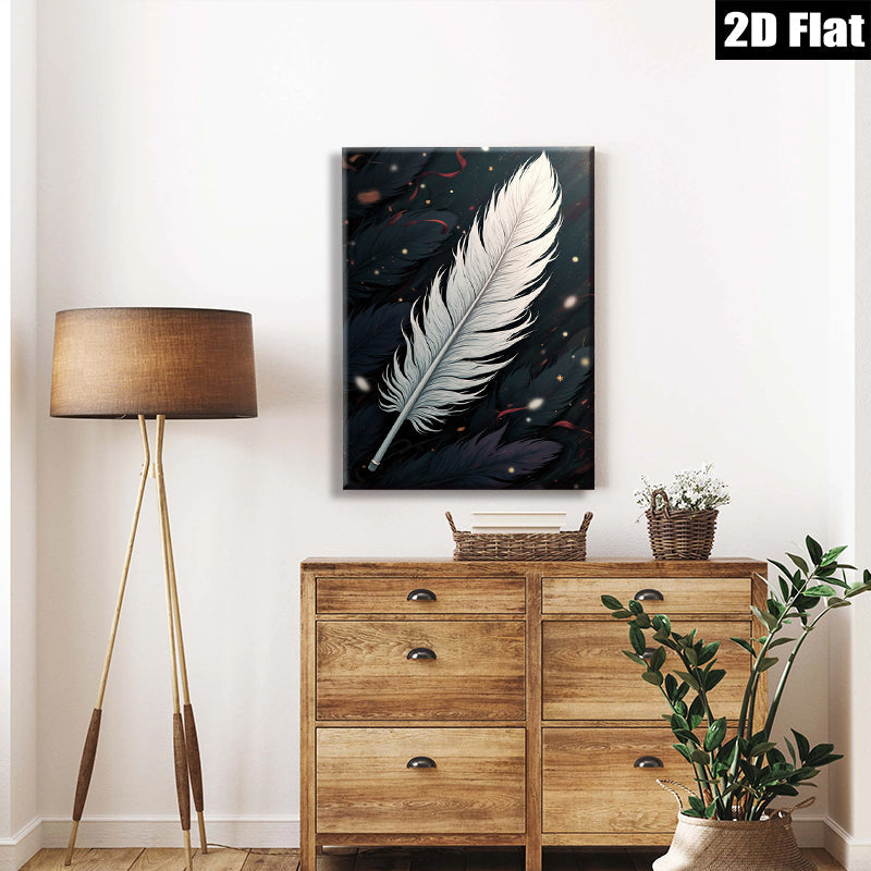 2D flat 1pc elegant white feather floating sparks bedroom living room wall decor farmhouse style gallery wrapped canvas prints modern minimalist art
