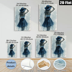 2D flat 1pc elegant woman in hat fashion wall art bedroom living room decor modern farmhouse style gallery wrapped canvas print