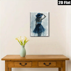 2D flat 1pc elegant woman in hat fashion wall art bedroom living room decor modern farmhouse style gallery wrapped canvas print