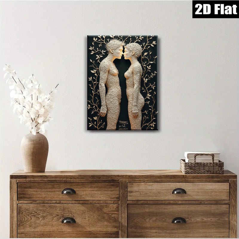 2D flat 1pc entwined figures romantic abstract wall art for living room bedroom home decor modern farmhouse gallery wrapped canvas prints