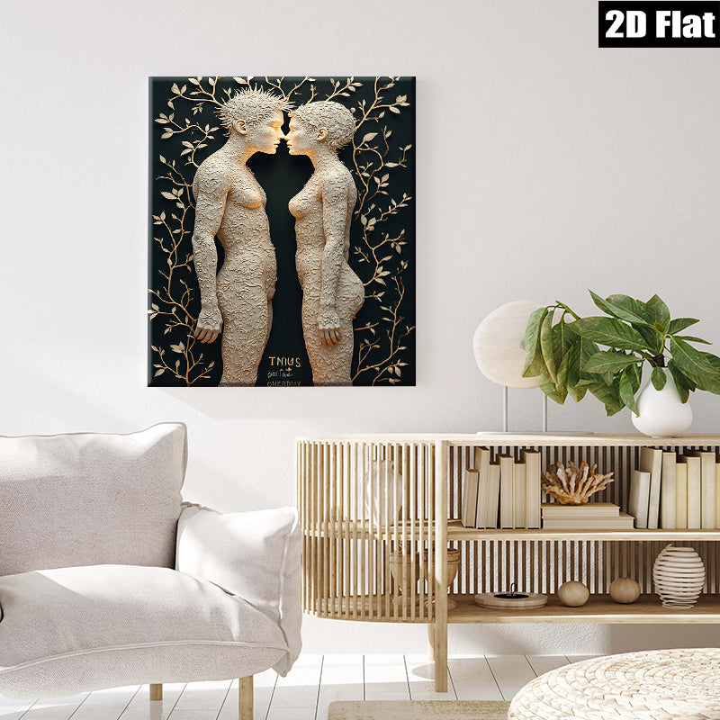 2D flat 1pc entwined figures romantic abstract wall art for living room bedroom home decor modern farmhouse gallery wrapped canvas prints