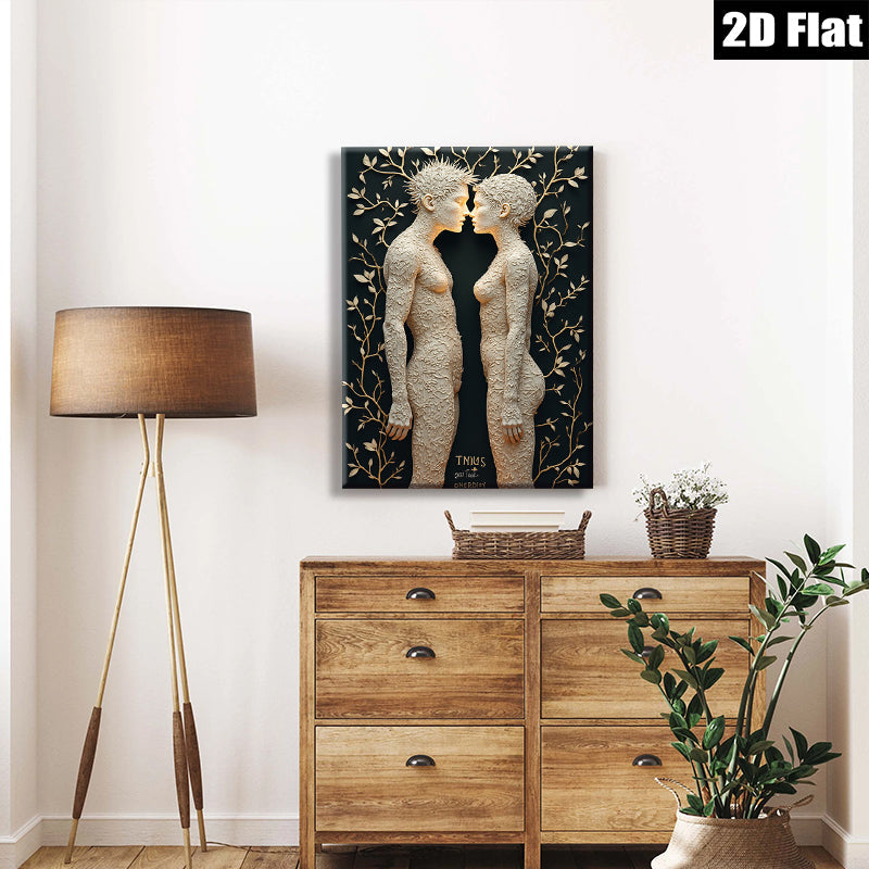 2D flat 1pc entwined figures romantic abstract wall art for living room bedroom home decor modern farmhouse gallery wrapped canvas prints