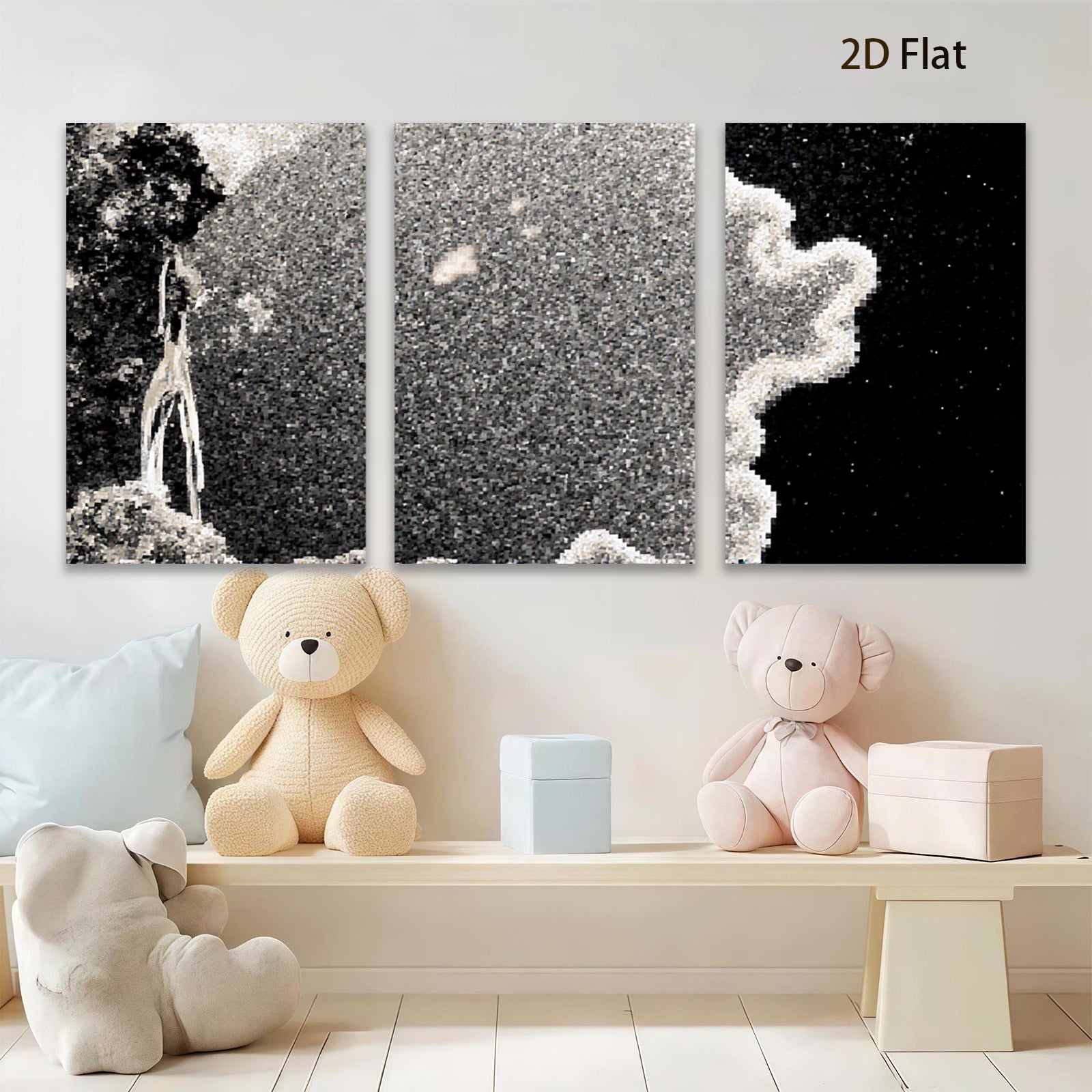 2D flat 1pc ethereal cloudscape abstract wall art modern farmhouse gallery wrapped canvas print living room bedroom decor coastal style statement piece trending now