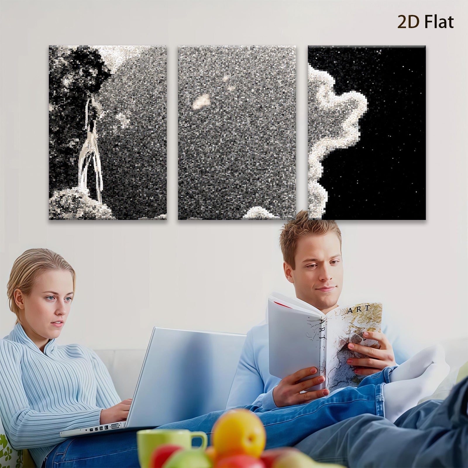 2D flat 1pc ethereal cloudscape abstract wall art modern farmhouse gallery wrapped canvas print living room bedroom decor coastal style statement piece trending now