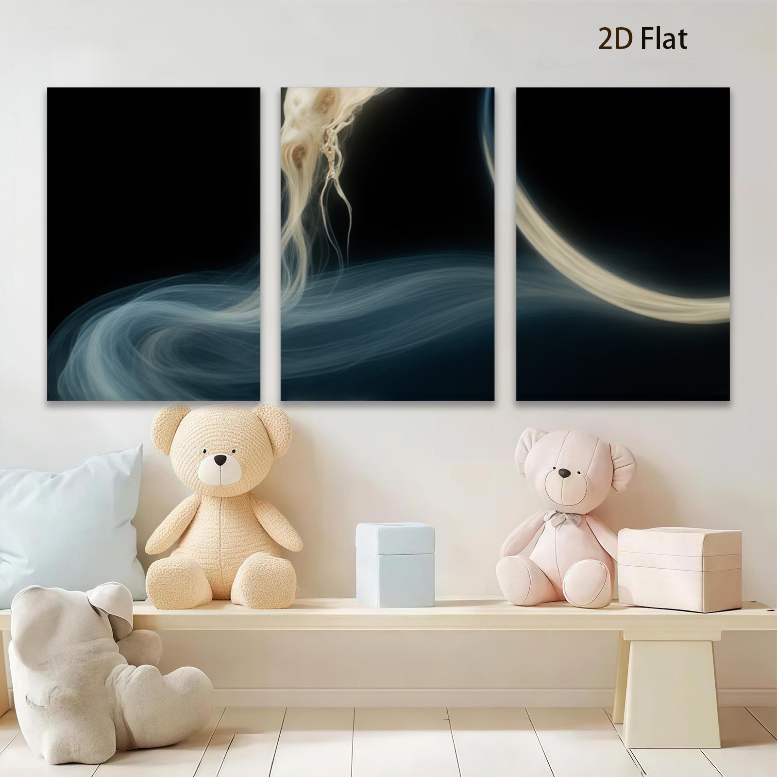 2D flat 1pc ethereal flowing ribbons abstract wall art bedroom living room decor modern farmhouse gallery wrapped canvas prints coastal style