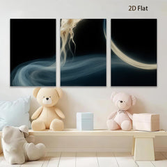 2D flat 1pc ethereal flowing ribbons abstract wall art bedroom living room decor modern farmhouse gallery wrapped canvas prints coastal style