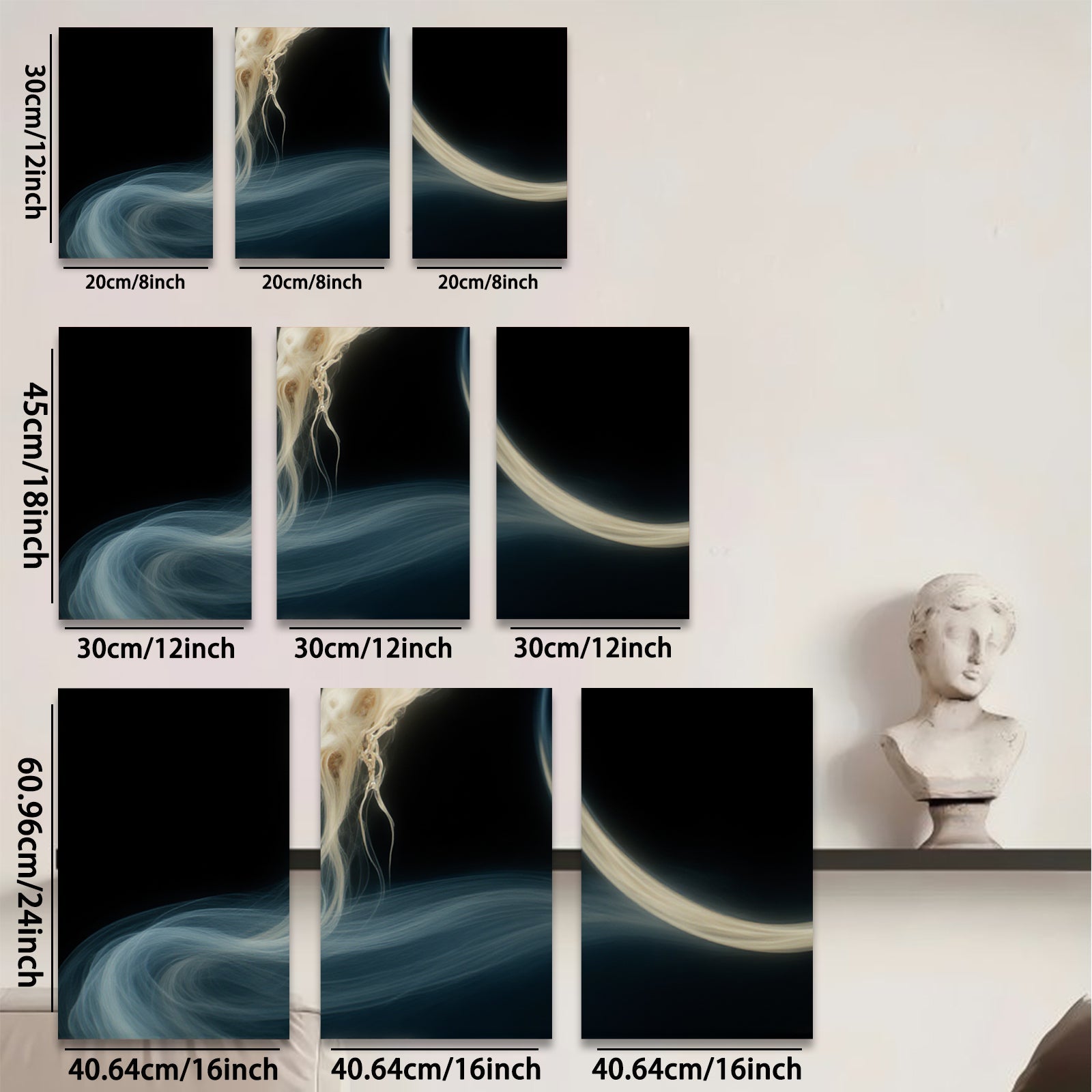 2D flat 1pc ethereal flowing ribbons abstract wall art bedroom living room decor modern farmhouse gallery wrapped canvas prints coastal style