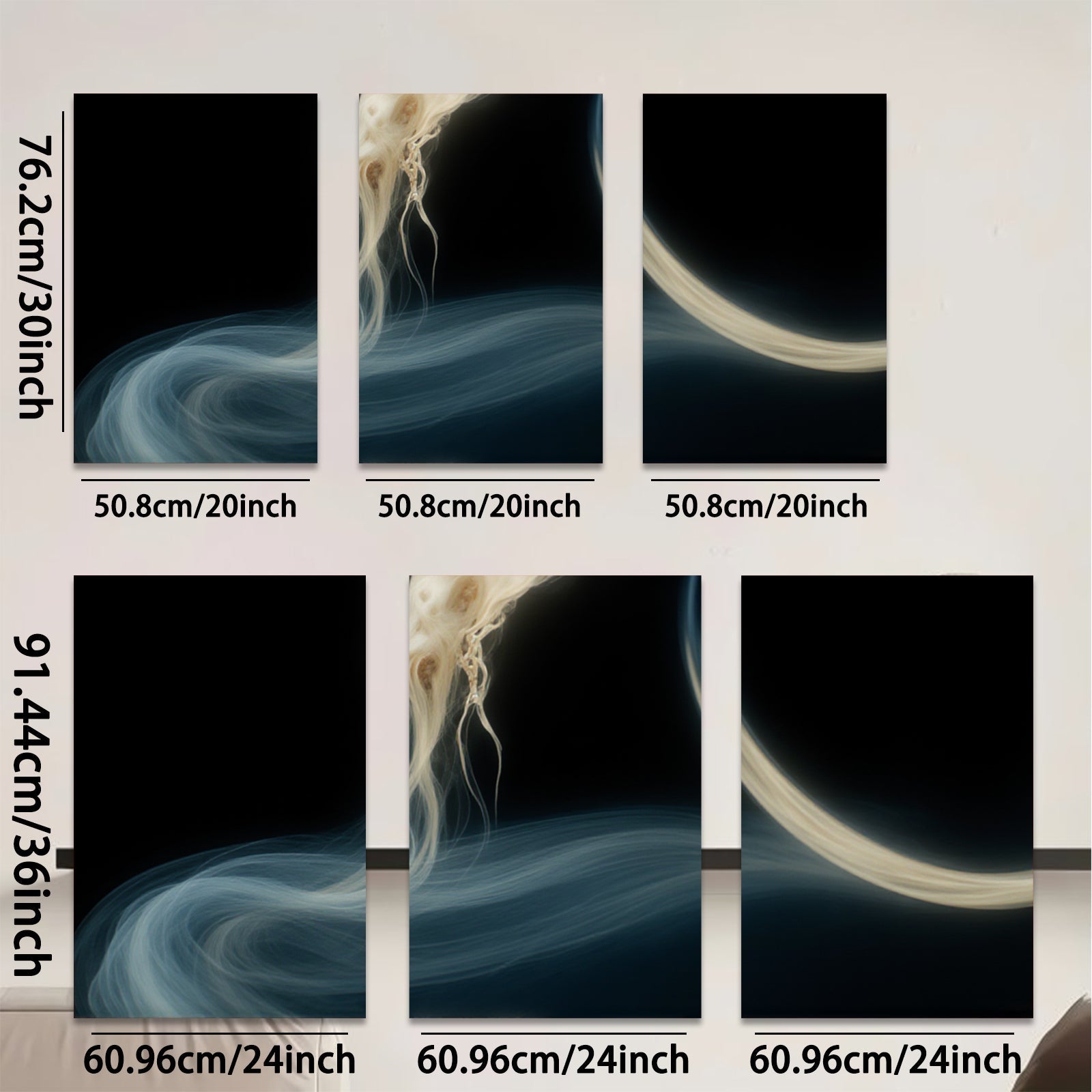 2D flat 1pc ethereal flowing ribbons abstract wall art bedroom living room decor modern farmhouse gallery wrapped canvas prints coastal style
