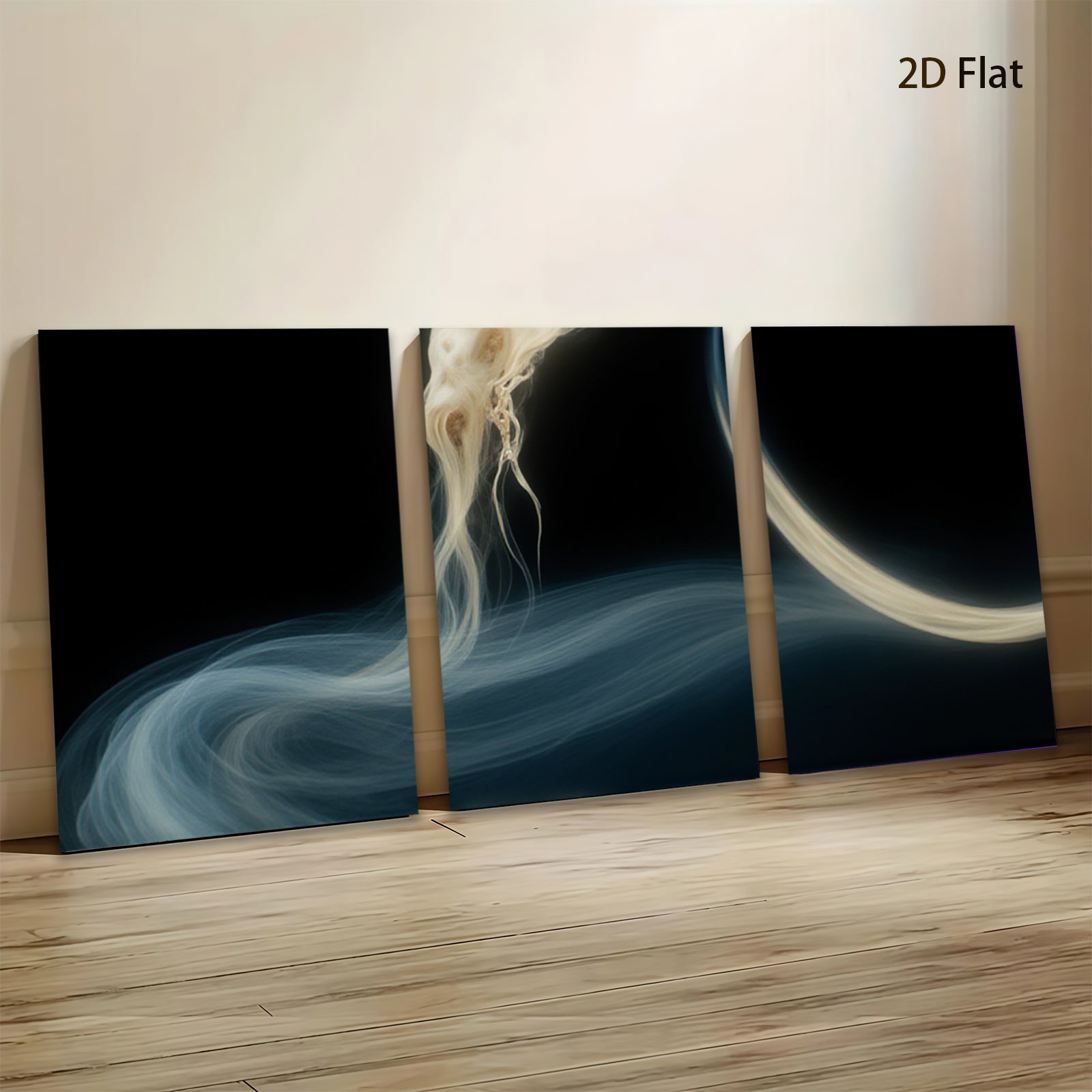 2D flat 1pc ethereal flowing ribbons abstract wall art bedroom living room decor modern farmhouse gallery wrapped canvas prints coastal style