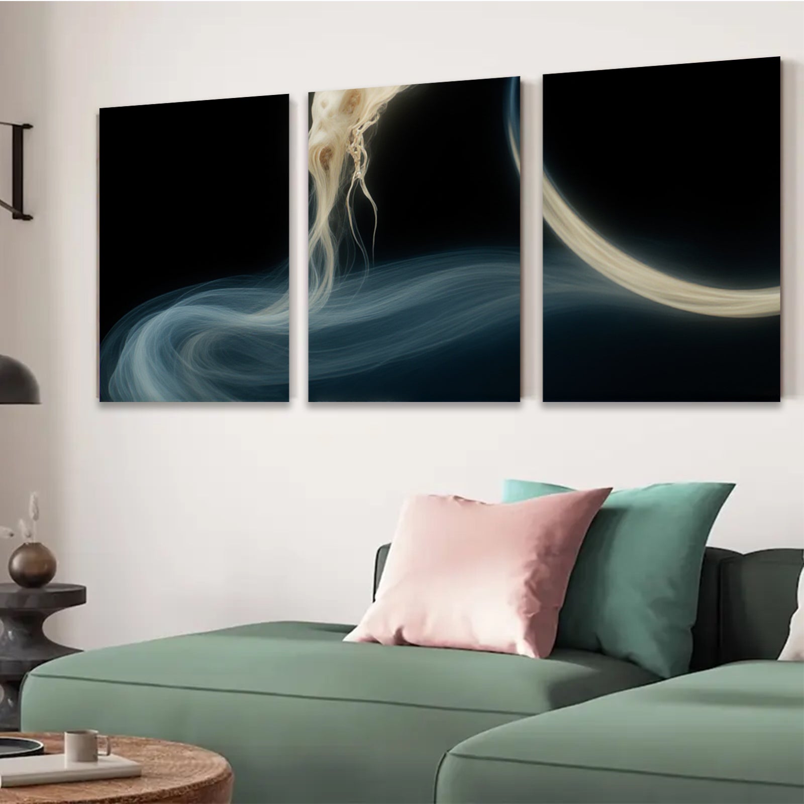2D flat 1pc ethereal flowing ribbons abstract wall art bedroom living room decor modern farmhouse gallery wrapped canvas prints coastal style