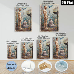 2D flat 1pc ethereal hunter amidst ghostly figures woodland scene gallery wall art living room bedroom decor farmhouse style modern aesthetic cozy vibes
