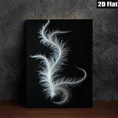 2D flat 1pc ethereal white feather abstract wall art bedroom living room gallery wrapped canvas modern farmhouse decor botanical prints minimalist design
