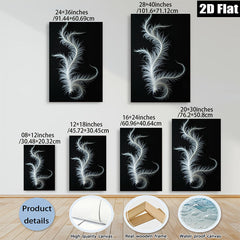2D flat 1pc ethereal white feather abstract wall art bedroom living room gallery wrapped canvas modern farmhouse decor botanical prints minimalist design