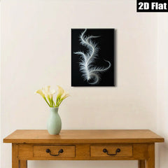 2D flat 1pc ethereal white feather abstract wall art bedroom living room gallery wrapped canvas modern farmhouse decor botanical prints minimalist design