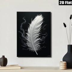 2D flat 1pc ethereal white feather wall art for living room bedroom home decor farmhouse style modern minimalist gallery wrapped canvas prints