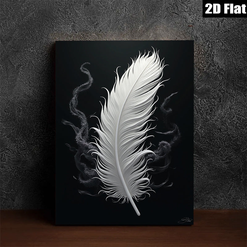 2D flat 1pc ethereal white feather wall art for living room bedroom home decor farmhouse style modern minimalist gallery wrapped canvas prints