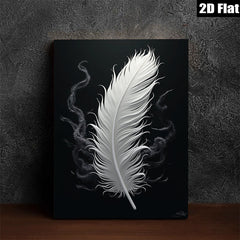 2D flat 1pc ethereal white feather wall art for living room bedroom home decor farmhouse style modern minimalist gallery wrapped canvas prints