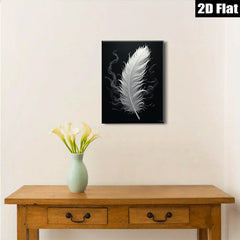 2D flat 1pc ethereal white feather wall art for living room bedroom home decor farmhouse style modern minimalist gallery wrapped canvas prints