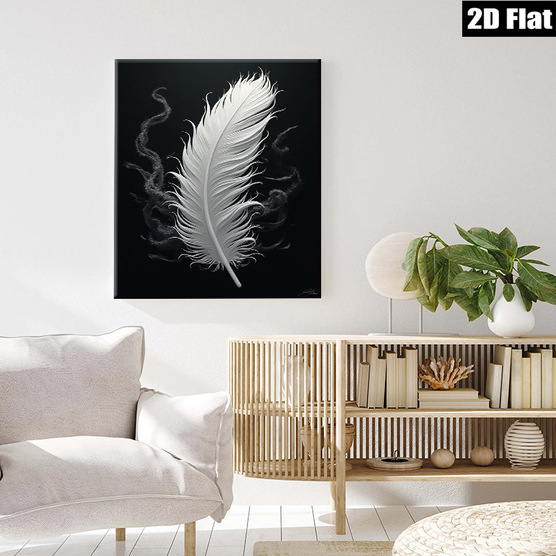 2D flat 1pc ethereal white feather wall art for living room bedroom home decor farmhouse style modern minimalist gallery wrapped canvas prints