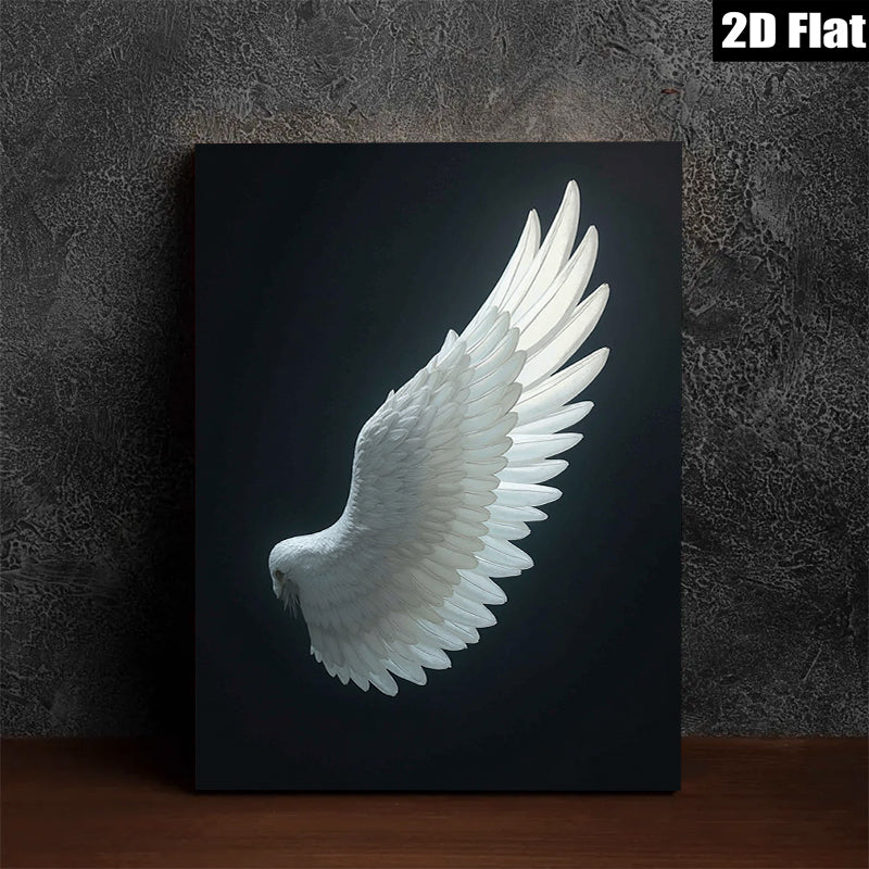 2D flat 1pc ethereal white feather wing wall art canvas print bedroom living room decor farmhouse style inspirational modern minimalist gallery wrapped